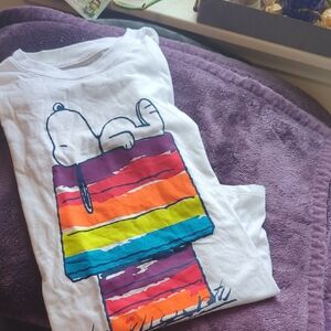 NWOT White Tee with Snoopy Colorful Graphic